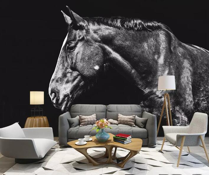 3D Black Horse 1200 Wall Murals Wallpaper AJ Wallpaper 2