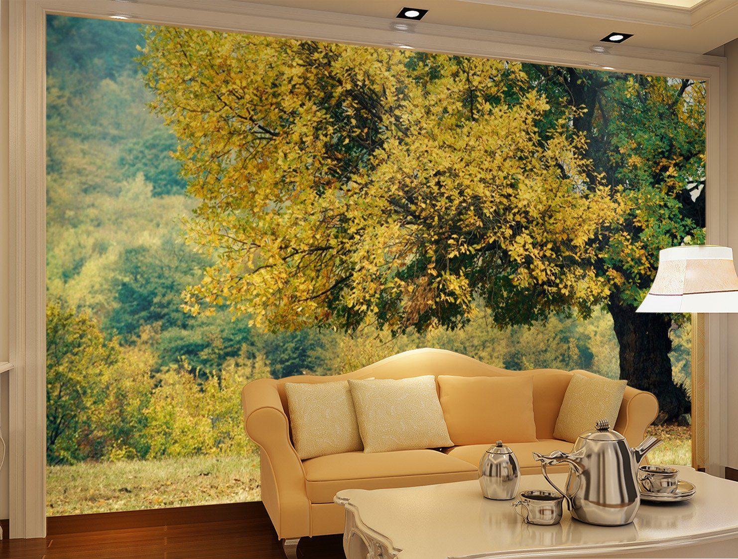 3D Poplar Tree Scenery 074 Wallpaper AJ Wallpaper