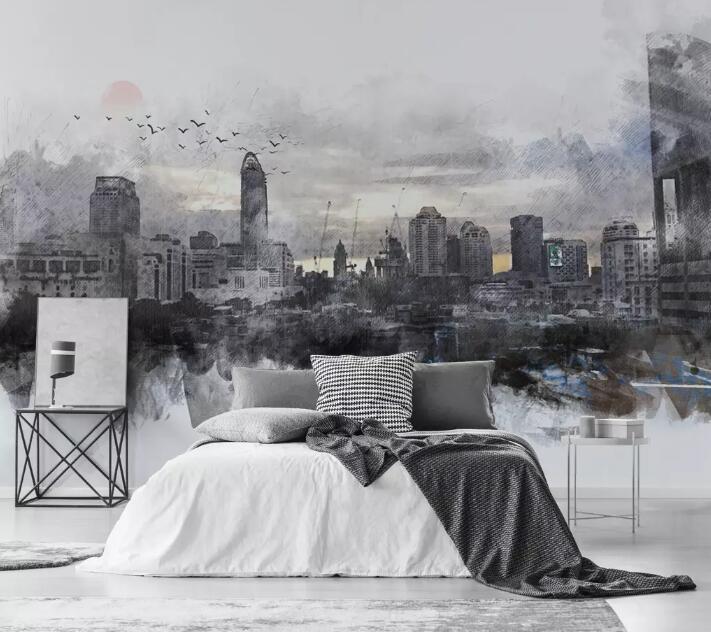 3D Black City 1047 Wall Murals Wallpaper AJ Wallpaper 2