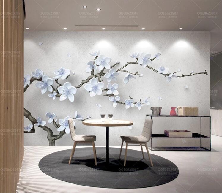 3D Blue Flowers WC230 Wall Murals Wallpaper AJ Wallpaper 2