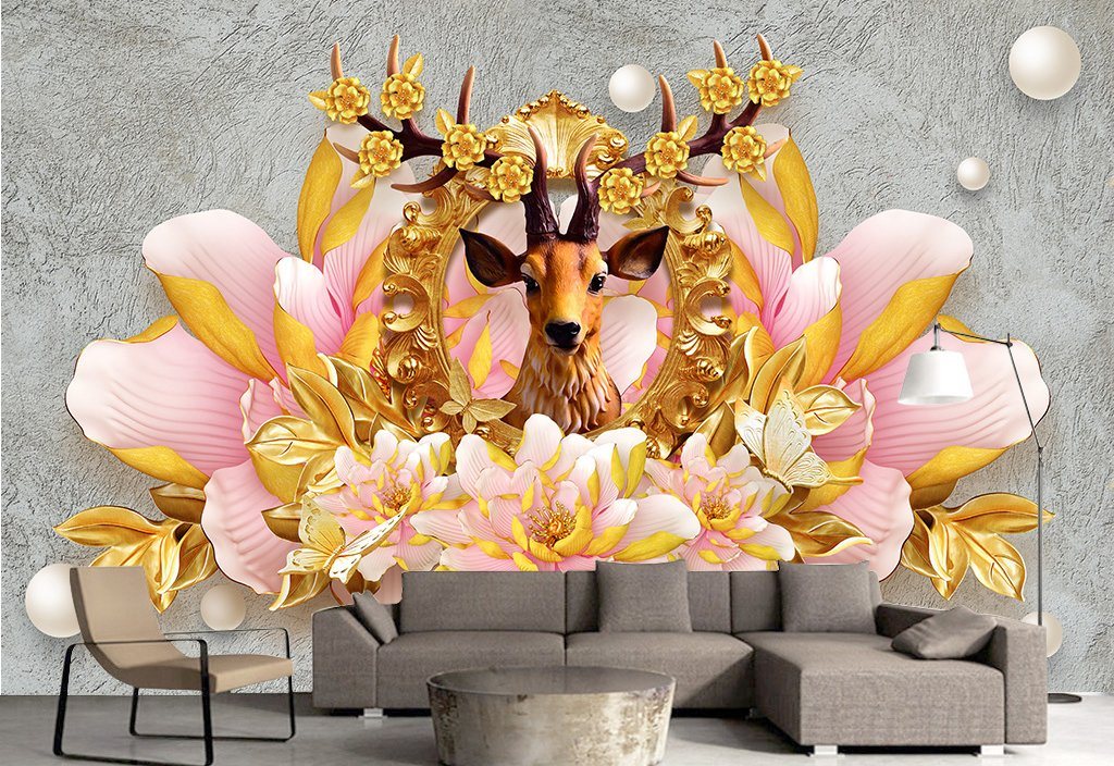 3D Flower Elk 78 Wall Murals Wallpaper AJ Wallpaper 2