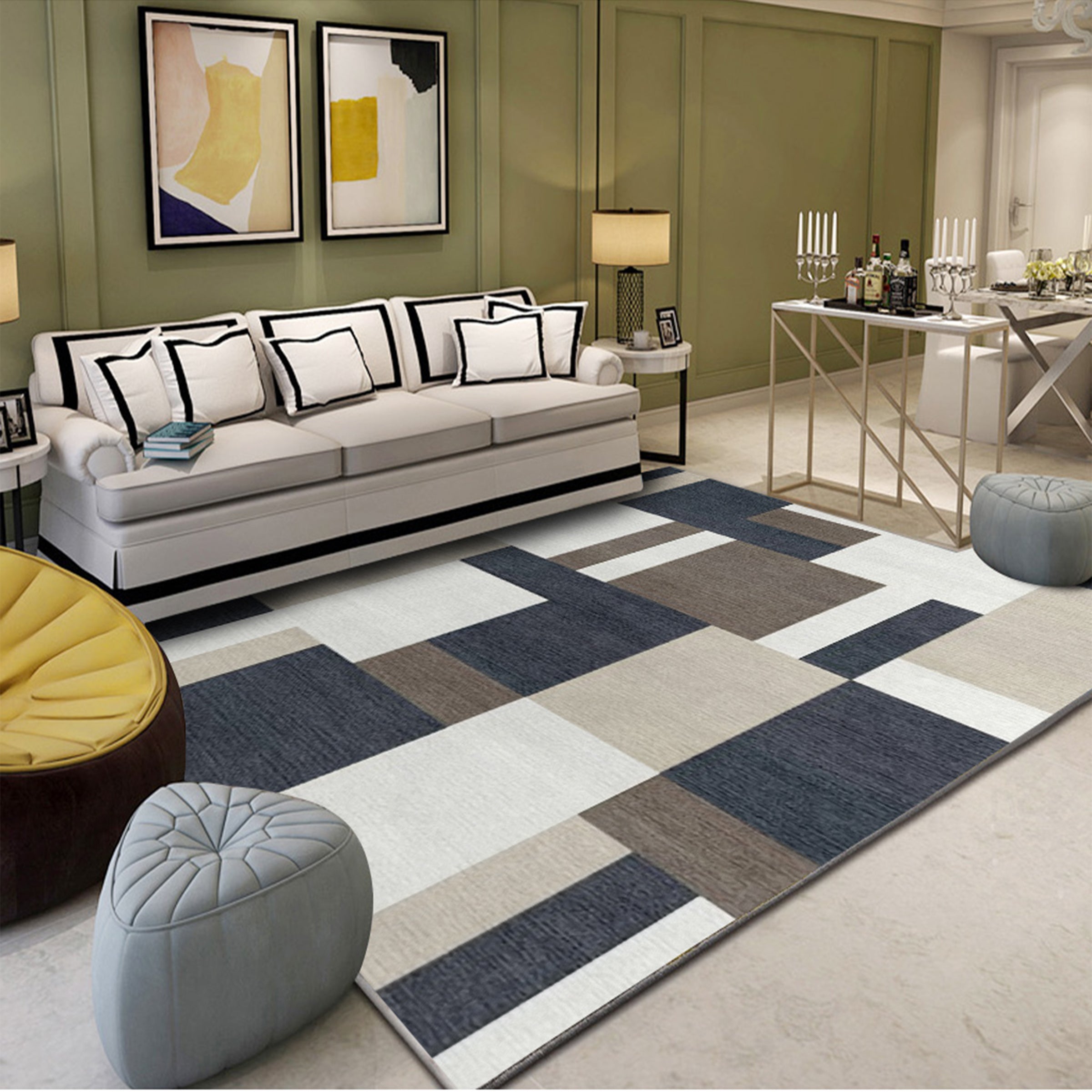 3D Color Geometry WG127 Non Slip Rug Mat Mat AJ Creativity Home