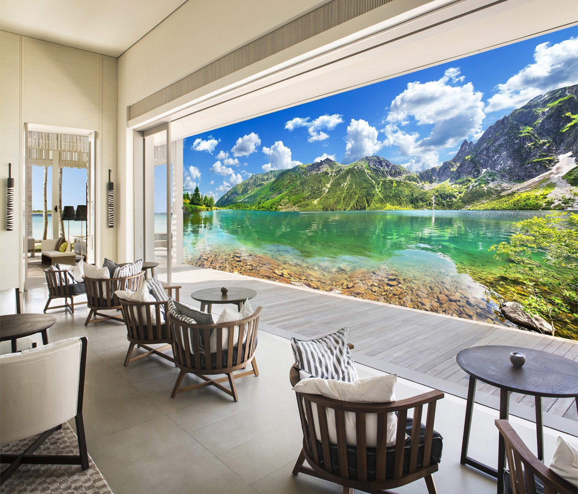 3D Lake Water Mountain 294 Wallpaper AJ Wallpaper