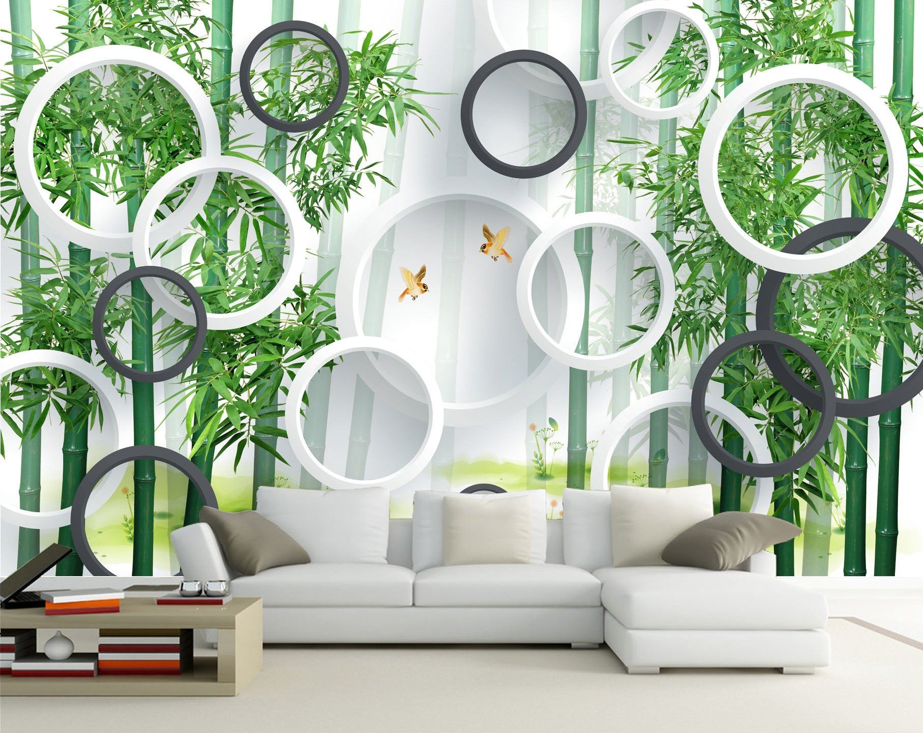 3D Circle Bamboo Forest 323 Wallpaper AJ Wallpaper