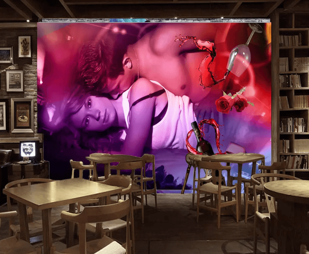 3D Kissing Red Wine 324 Wallpaper AJ Wallpaper 2