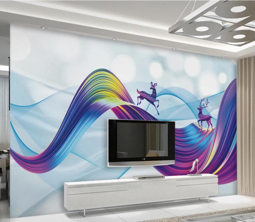 3D Purple Sika Deer WC2708 Wall Murals