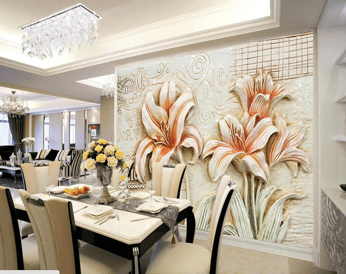 Anaglyph Lilies Wallpaper AJ Wallpaper