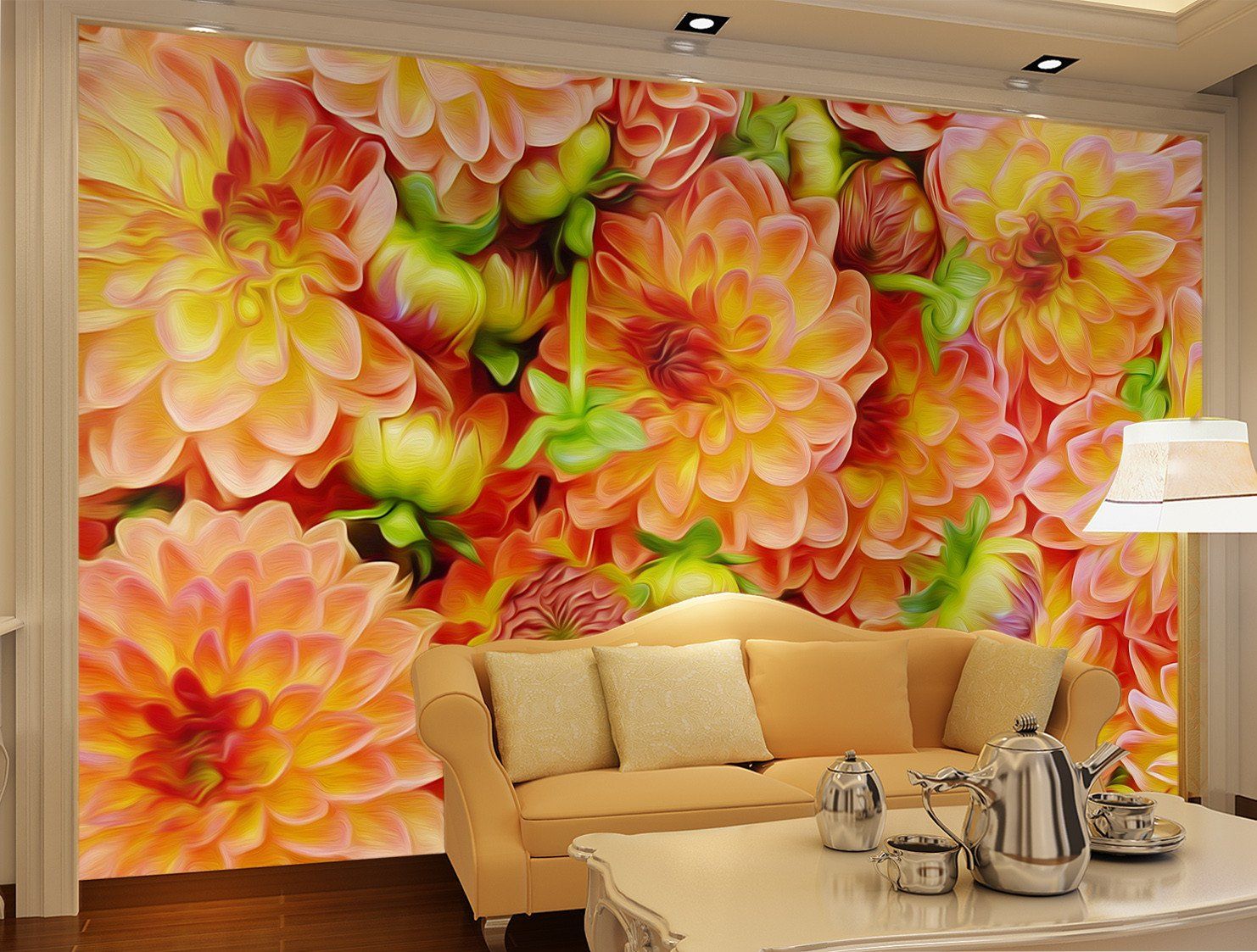 3D Color Louts Flowers 029 Wallpaper AJ Wallpaper