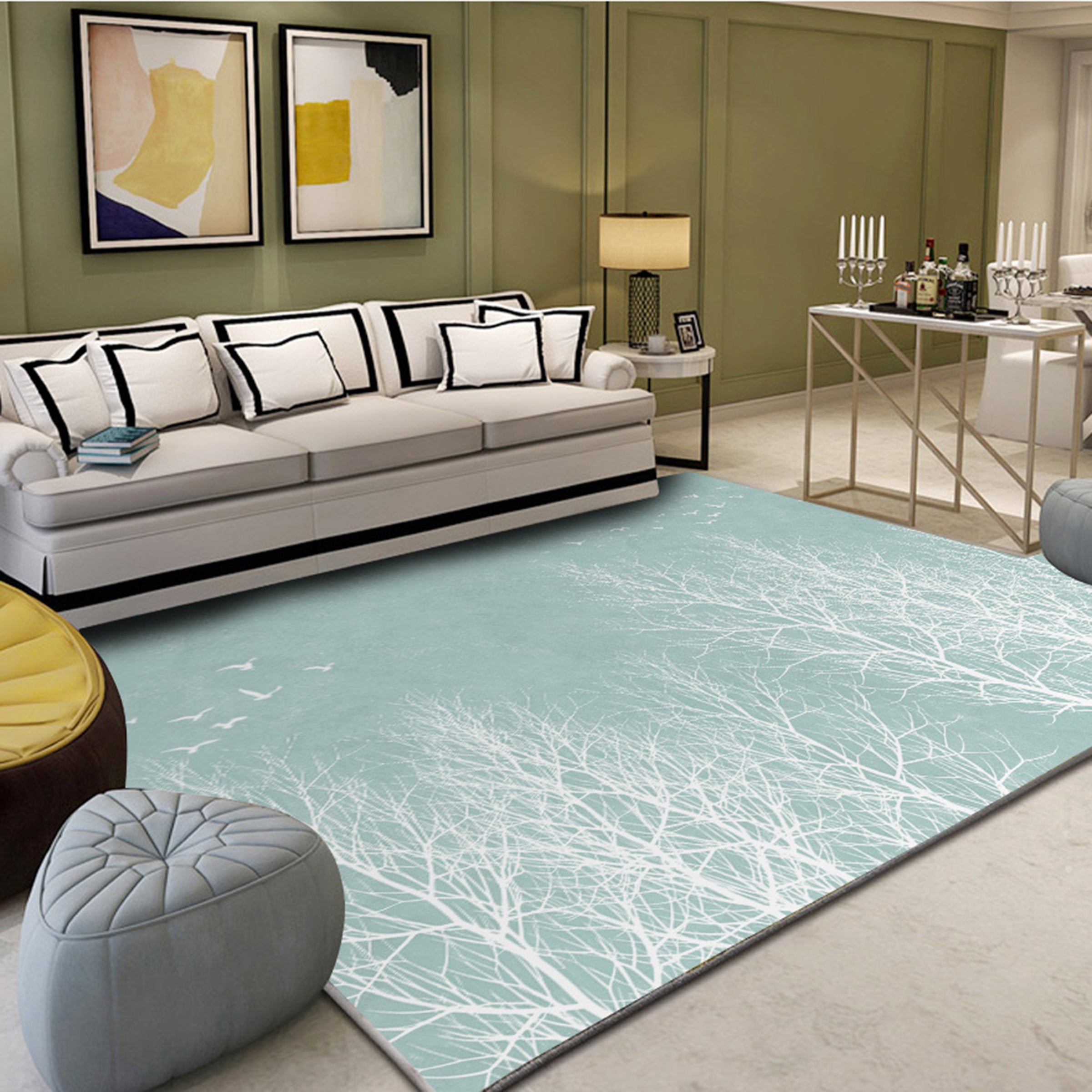 3D White Tree WG287 Non Slip Rug Mat Mat AJ Creativity Home