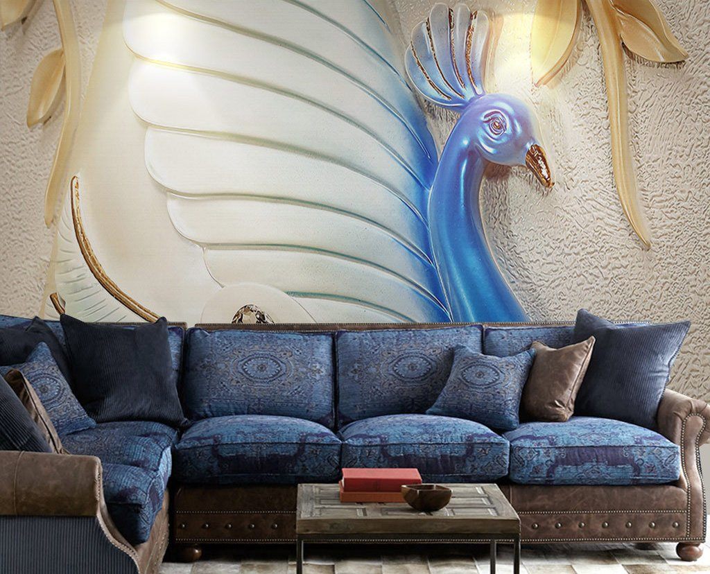 3D Blue Peacock 470 Wall Murals Wallpaper AJ Wallpaper 2