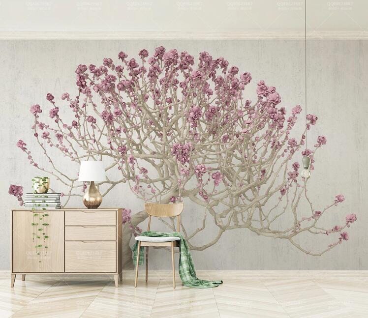 3D Purple Flower Bunch WC229 Wall Murals Wallpaper AJ Wallpaper 2