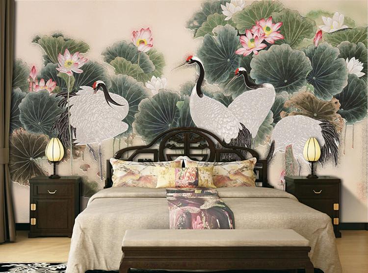 3D Crane Water LIly 982 Wallpaper AJ Wallpaper