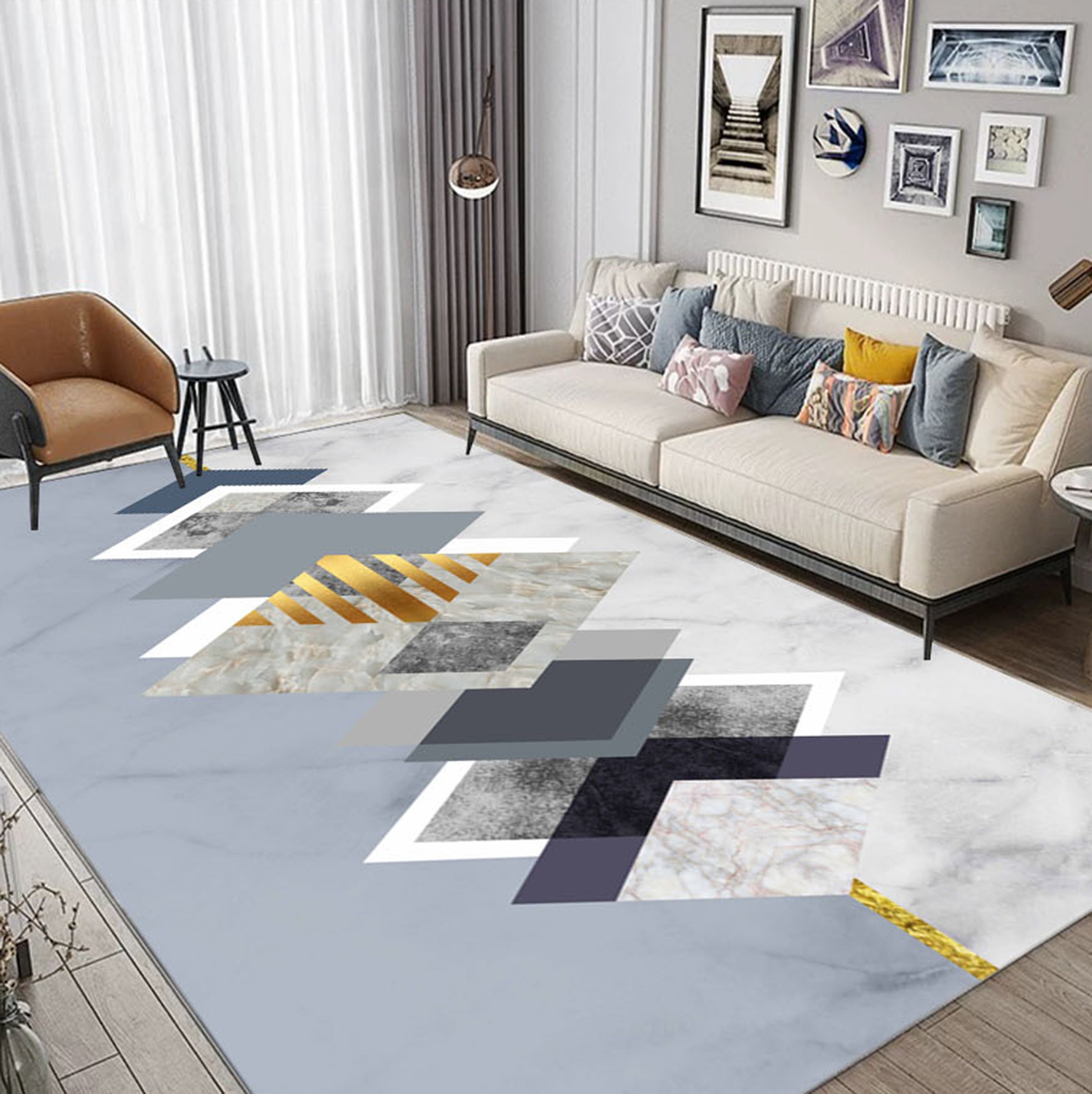 3D Color Geometry WG496 Non Slip Rug Mat Mat AJ Creativity Home