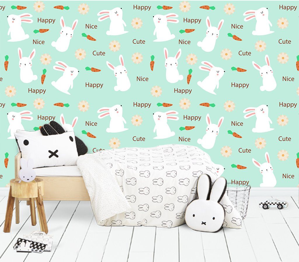 3D Cute Rabbit 815 Wall Murals Wallpaper AJ Wallpaper 2