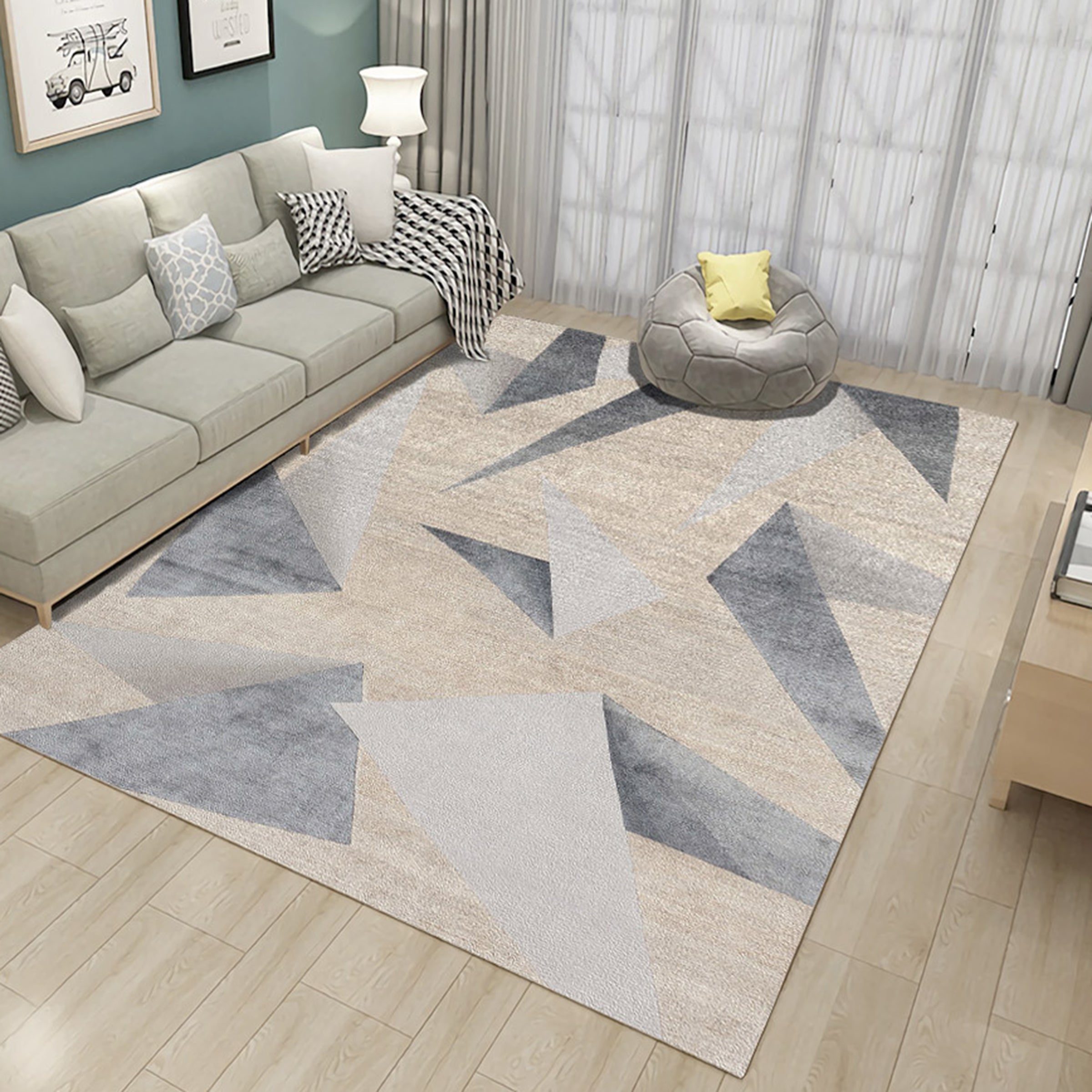 3D Gray Yellow Triangle WG031 Non Slip Rug Mat Mat AJ Creativity Home