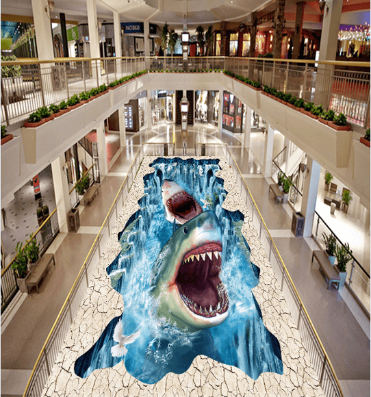 3D Sharks Floor Mural Wallpaper AJ Wallpaper 2