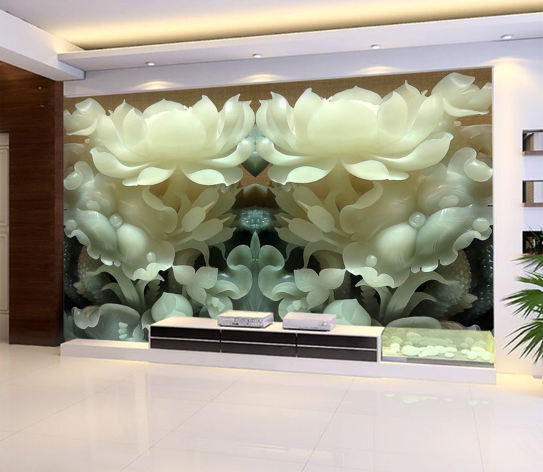 3D Flowers white jade Wallpaper AJ Wallpaper 1