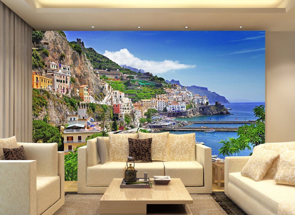 Seaside Mountain City Wallpaper AJ Wallpaper