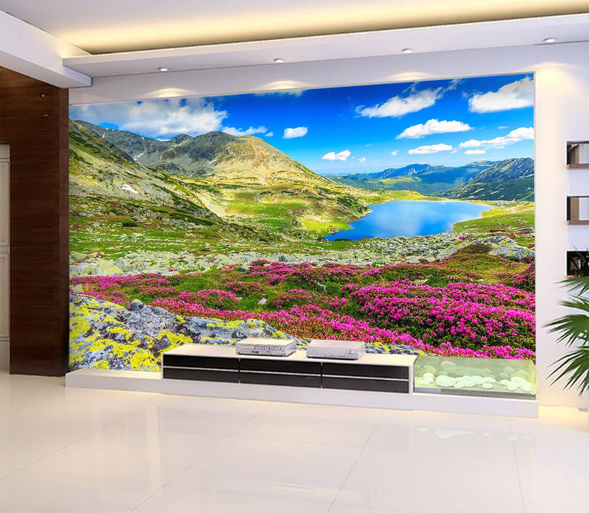 3D Mountain Flowers 763 Wallpaper AJ Wallpaper