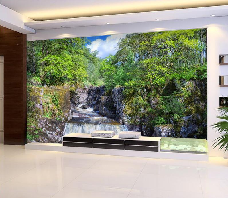 3D Jungle Waterfall 056 Wallpaper AJ Wallpaper