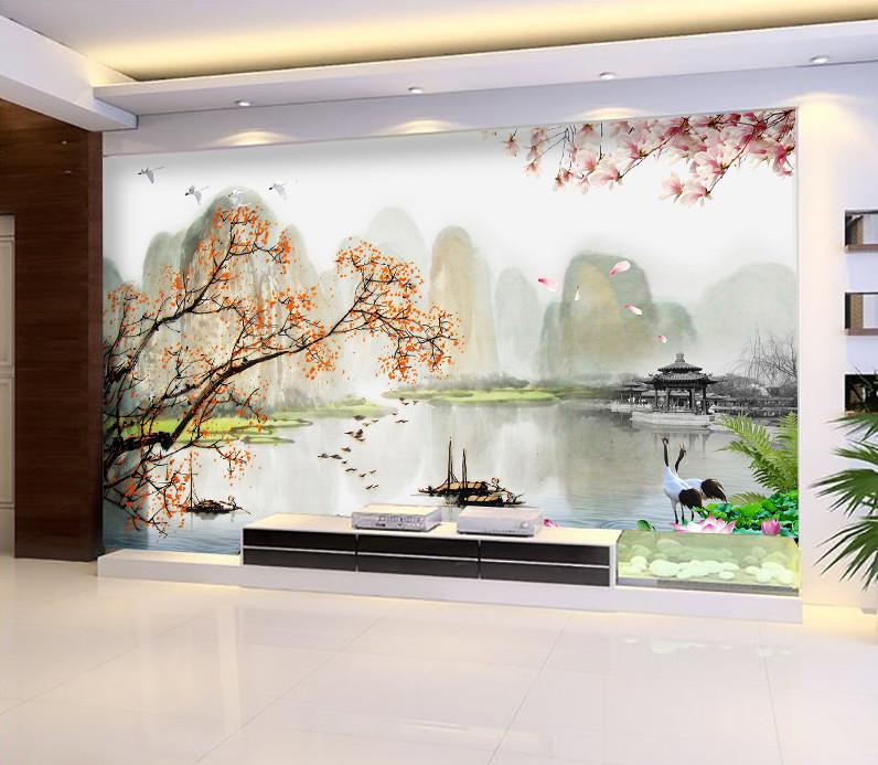 3D Boat Tree Flower 15 Wallpaper AJ Wallpaper