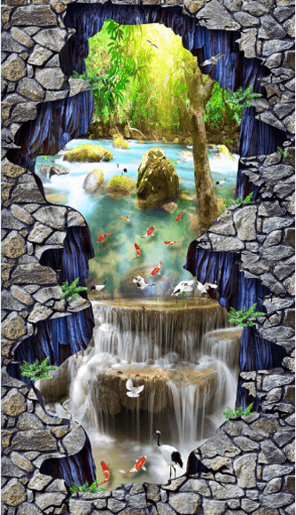 3D Waterfall Floor Mural Wallpaper AJ Wallpaper 2
