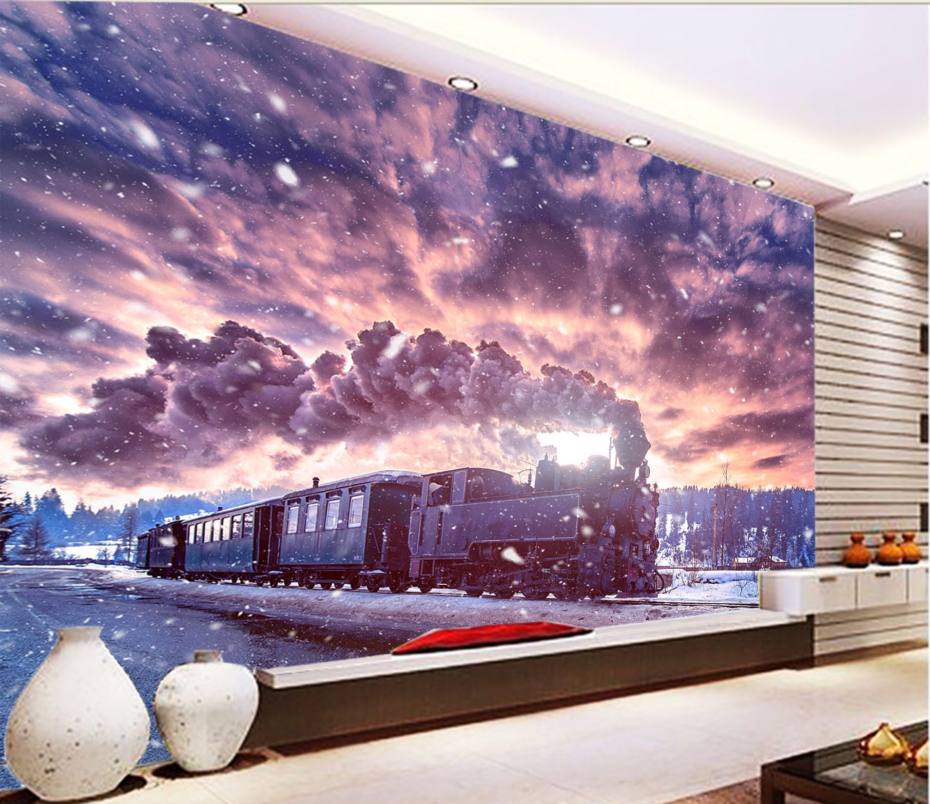 3D Vintage Train Smoke 368 Vehicle Wall Murals
