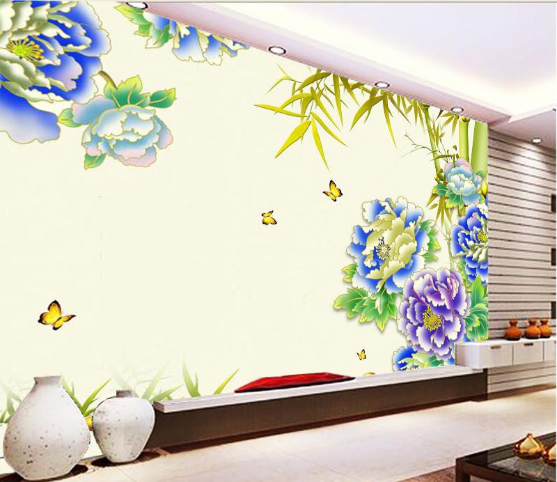 Purple And Blue Peony 55 Wallpaper AJ Wallpaper 1