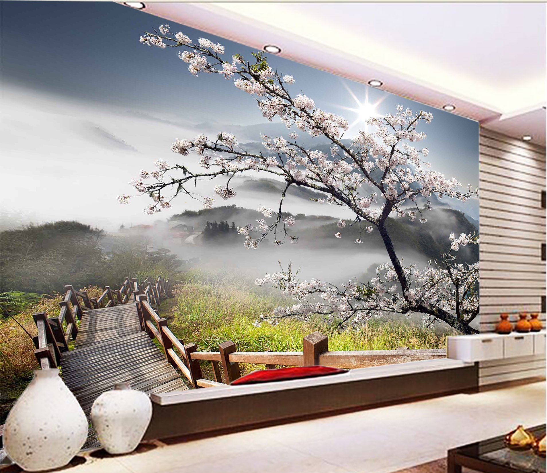 3D Sunshine Plum 754 Wallpaper AJ Wallpaper