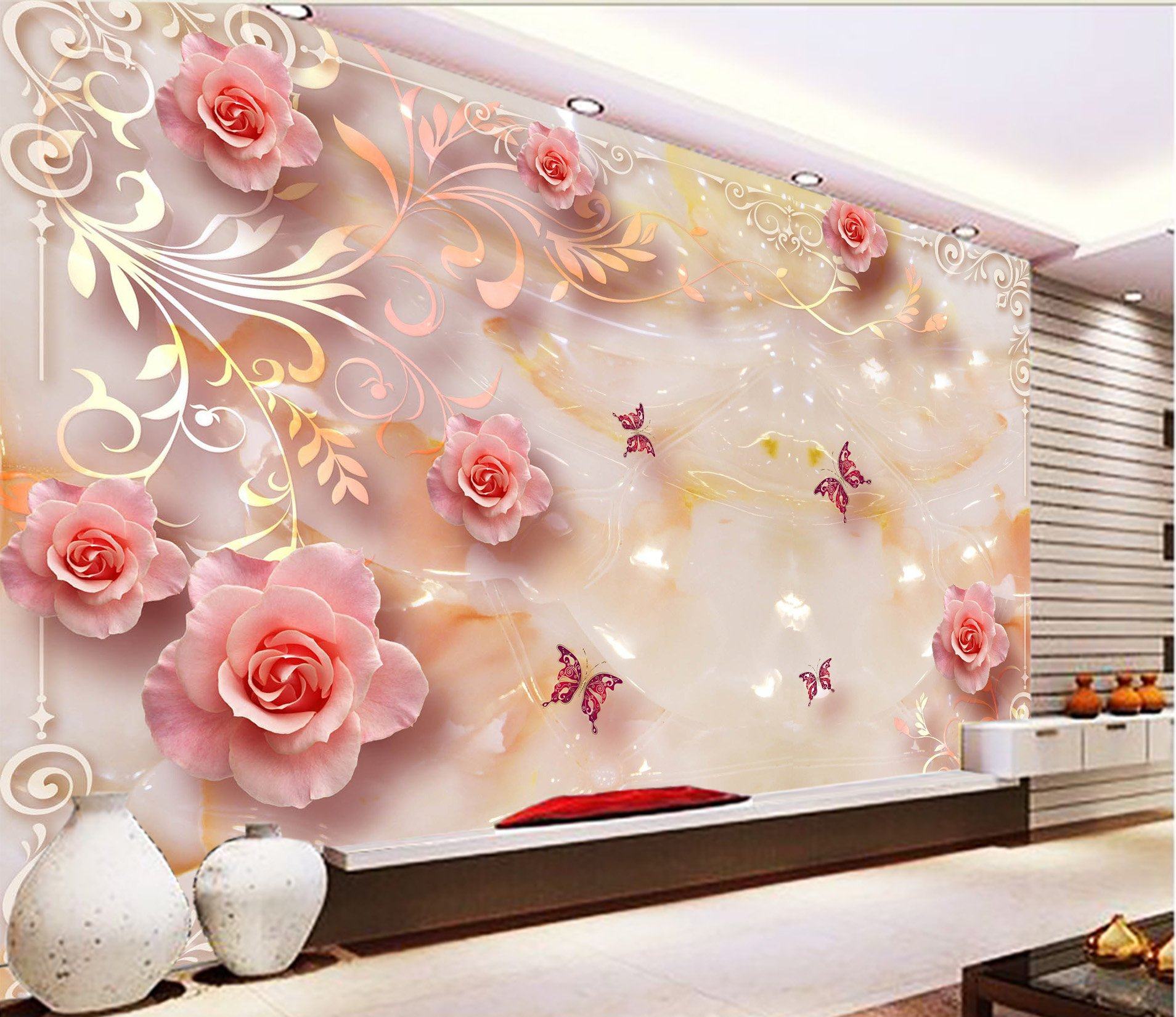 3D Butterfly Jade 606 Wallpaper AJ Wallpaper