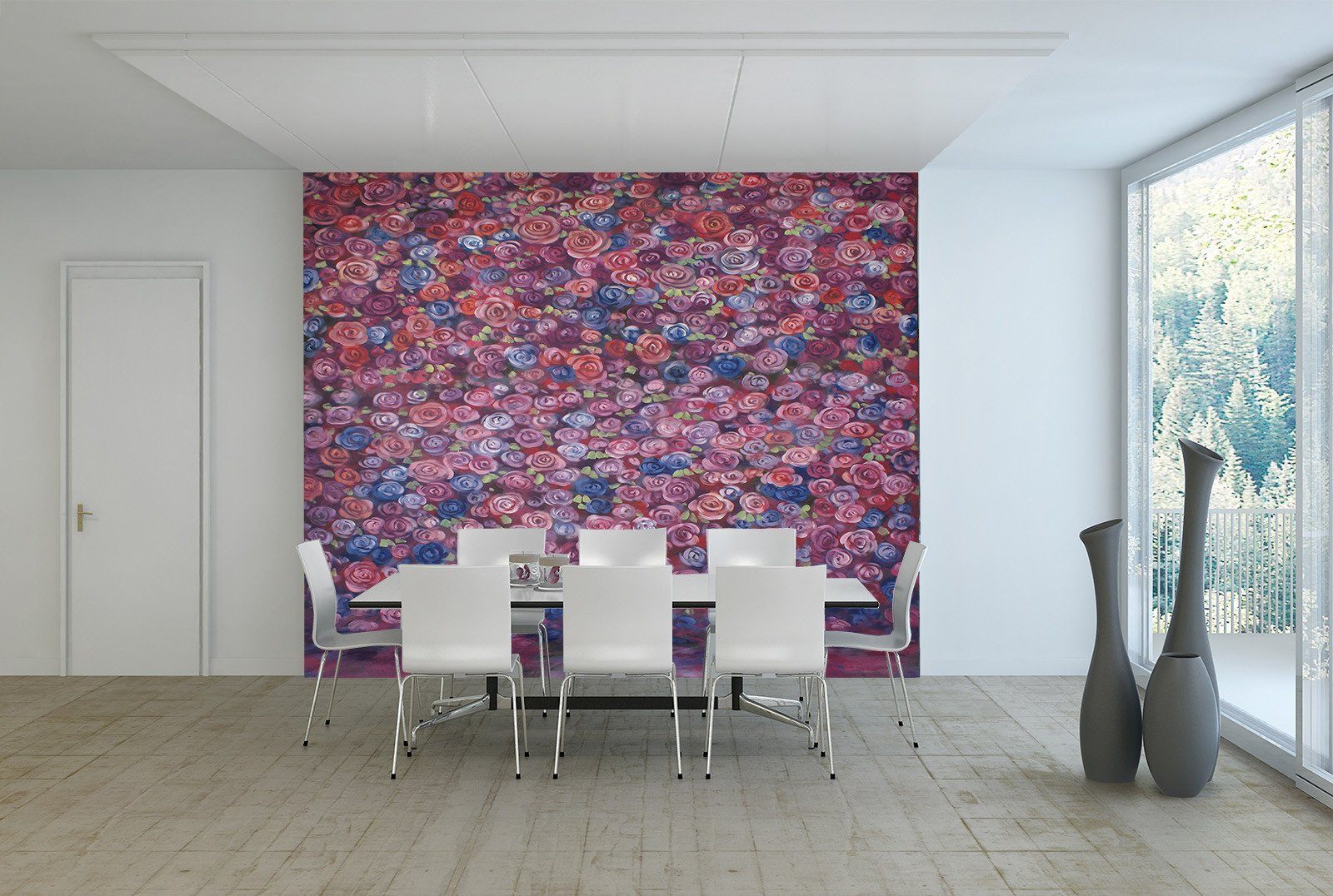 Romantic Flowers Wall Wallpaper AJ Wallpaper