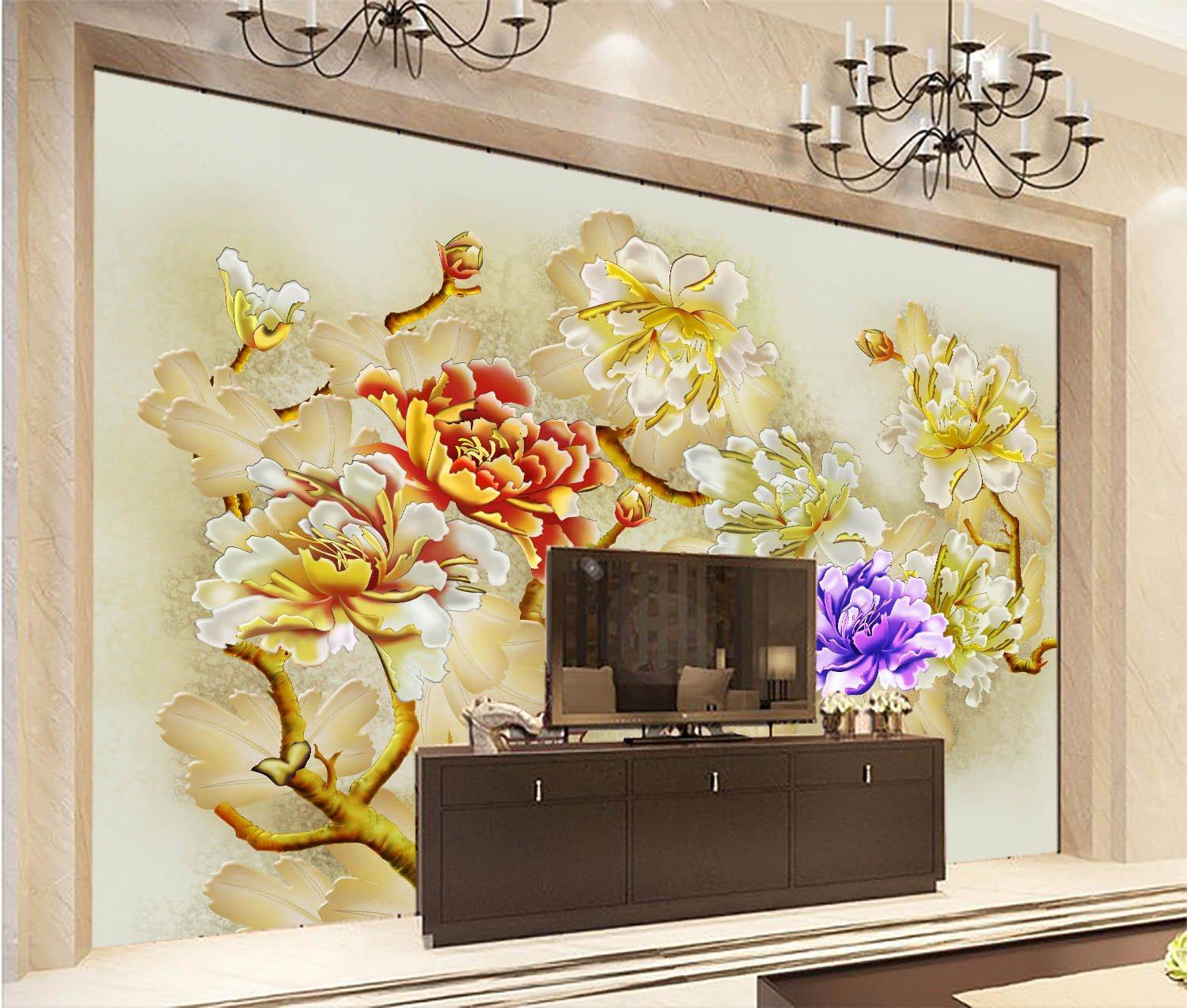 Chic Peony Flowers Wallpaper AJ Wallpaper 2