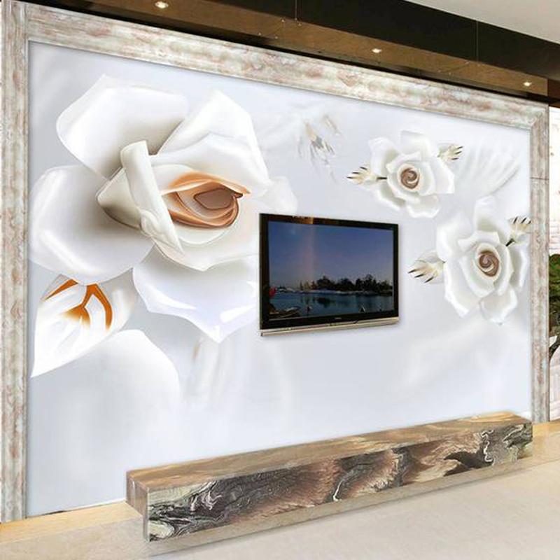 3D White Flower 023 Wallpaper AJ Wallpaper