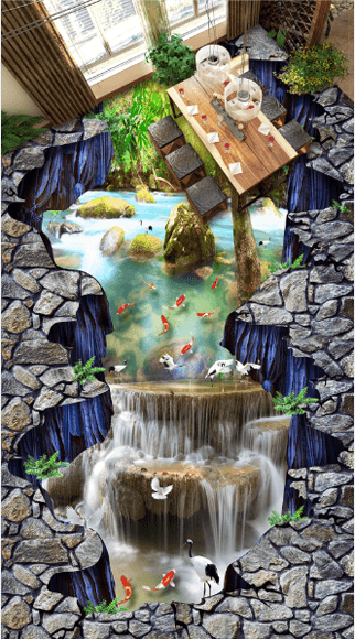3D Waterfall Floor Mural Wallpaper AJ Wallpaper 2
