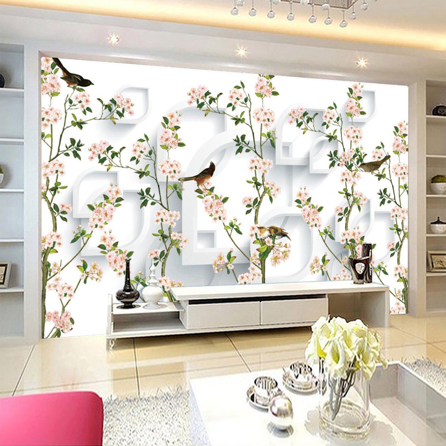 3D Pink Violet Flower 63 Wallpaper AJ Wallpaper