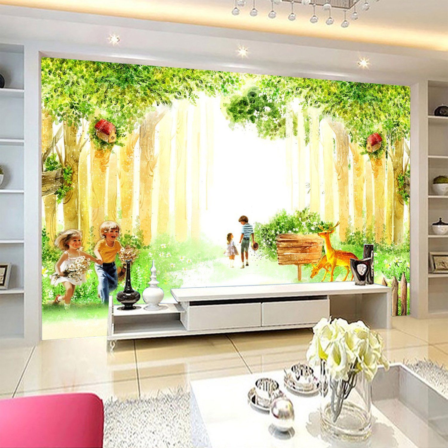 3D Forest Tree Deer 84 Wallpaper AJ Wallpaper