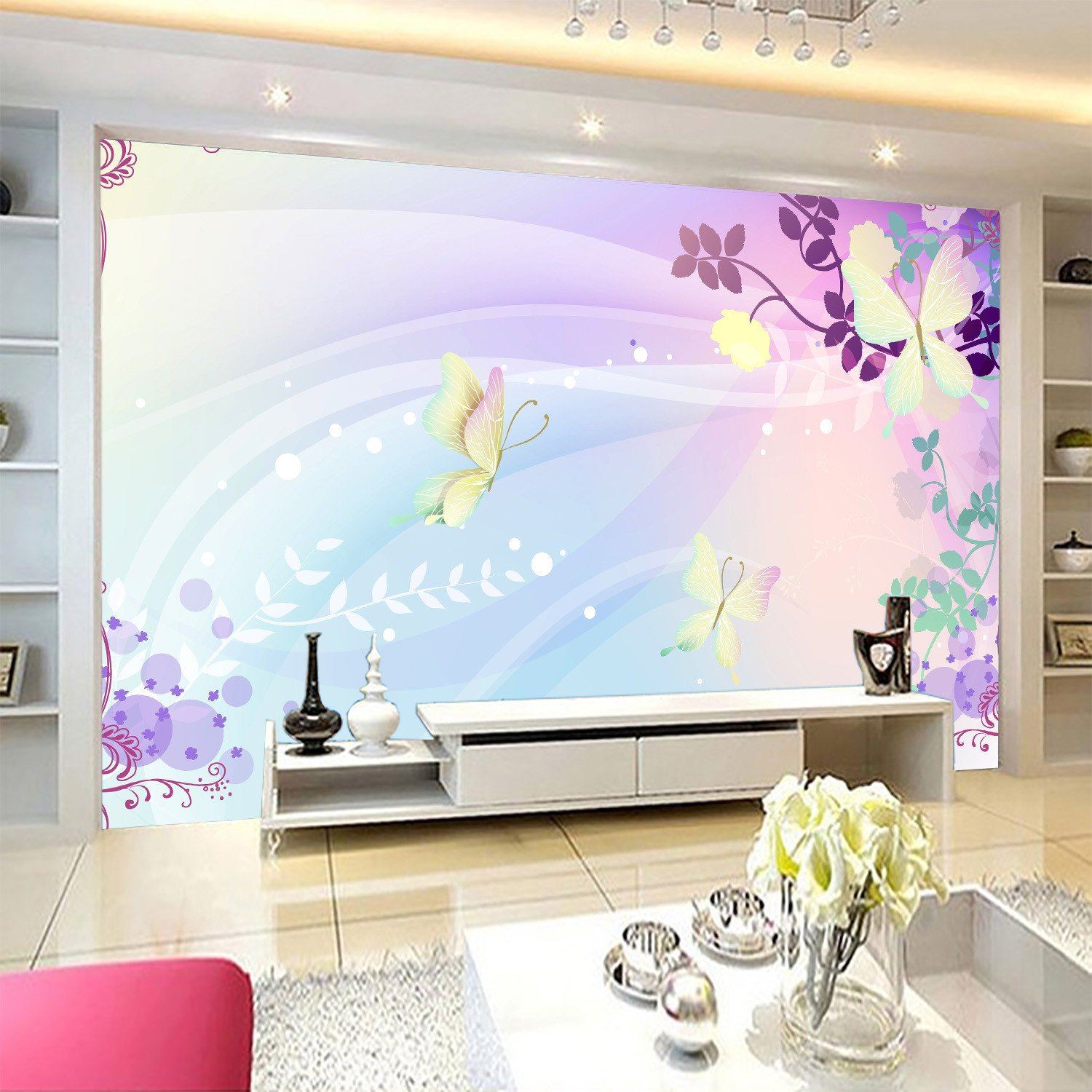 3D Fairy Butterfly Flower Wallpaper AJ Wallpaper