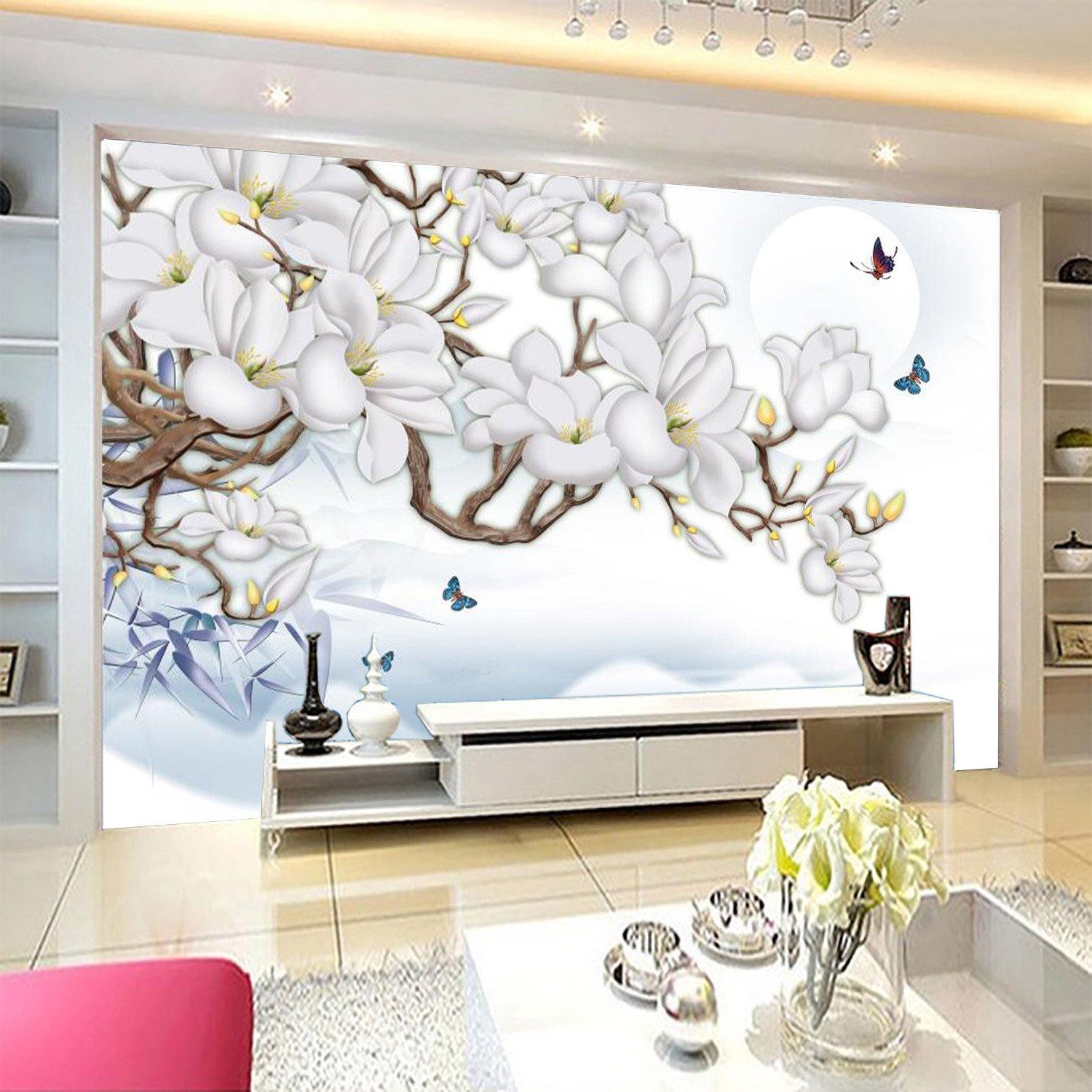 White Flower Blossoming And Swallows 3 Wallpaper AJ Wallpaper 1