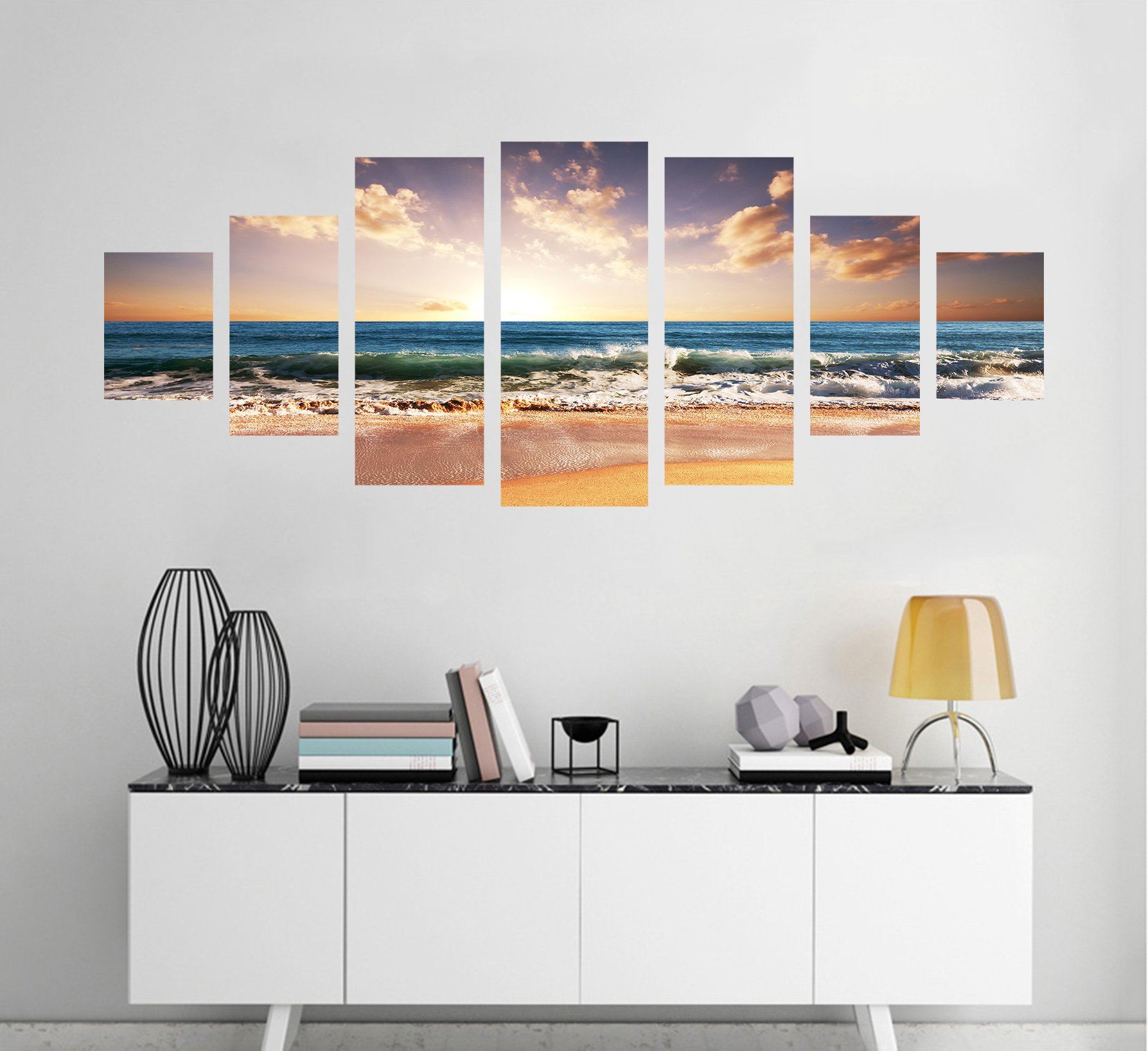 3D Waves Sunset 129 Unframed Print Wallpaper Wallpaper AJ Wallpaper