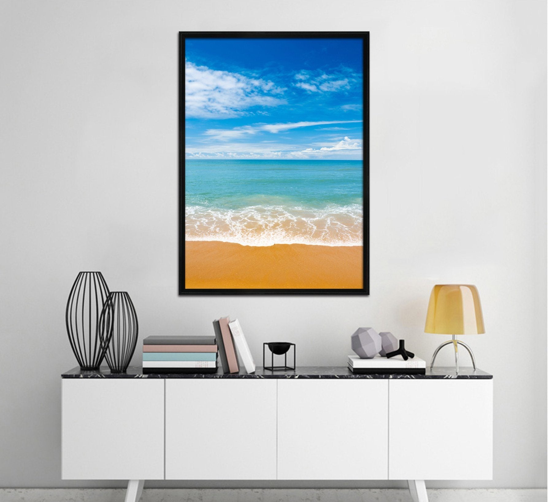 3D Boundless Sea 022 Fake Framed Print Painting Wallpaper AJ Creativity Home