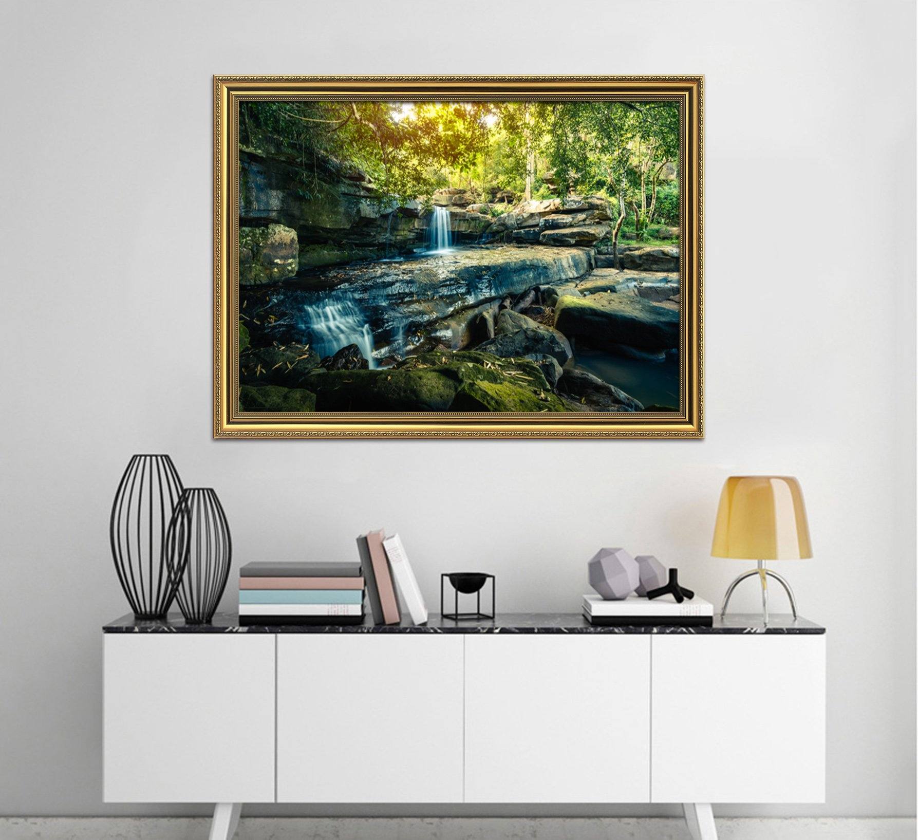 3D Wood Stream 157 Fake Framed Print Painting Wallpaper AJ Creativity Home
