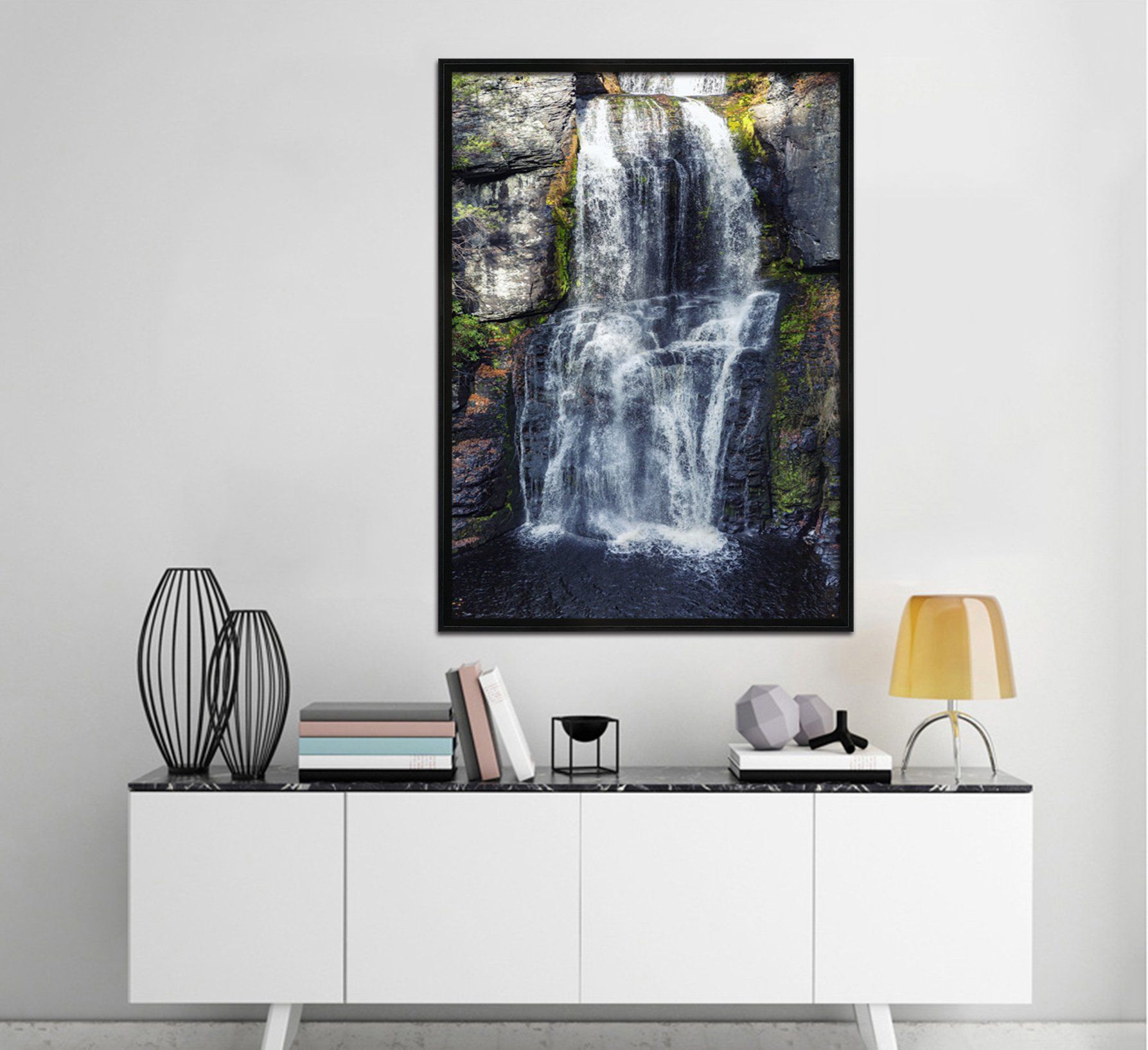 3D Cliff River 100 Fake Framed Print Painting Wallpaper AJ Creativity Home