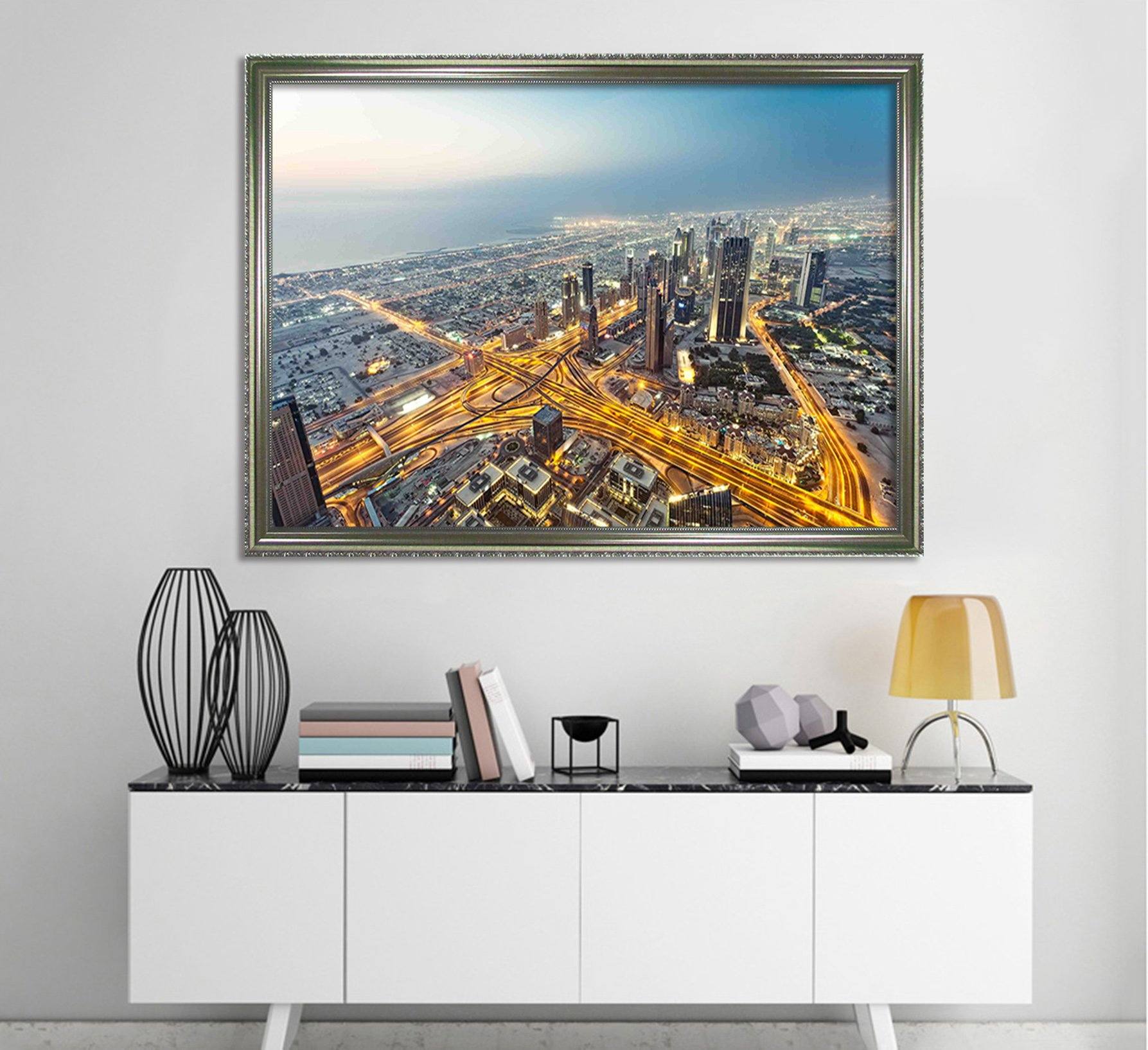 3D Bustling City 028 Fake Framed Print Painting Wallpaper AJ Creativity Home