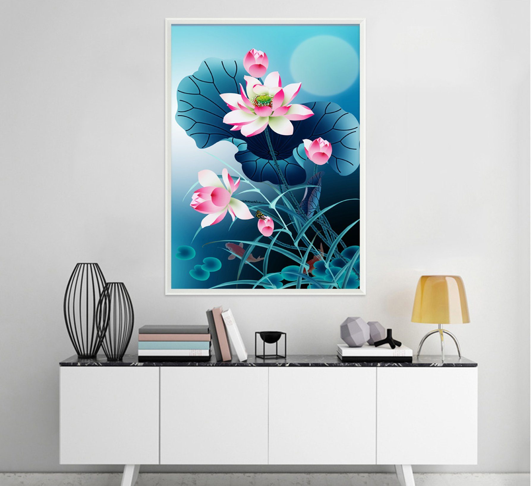 3D Lotus Pond 039 Fake Framed Print Painting Wallpaper AJ Creativity Home