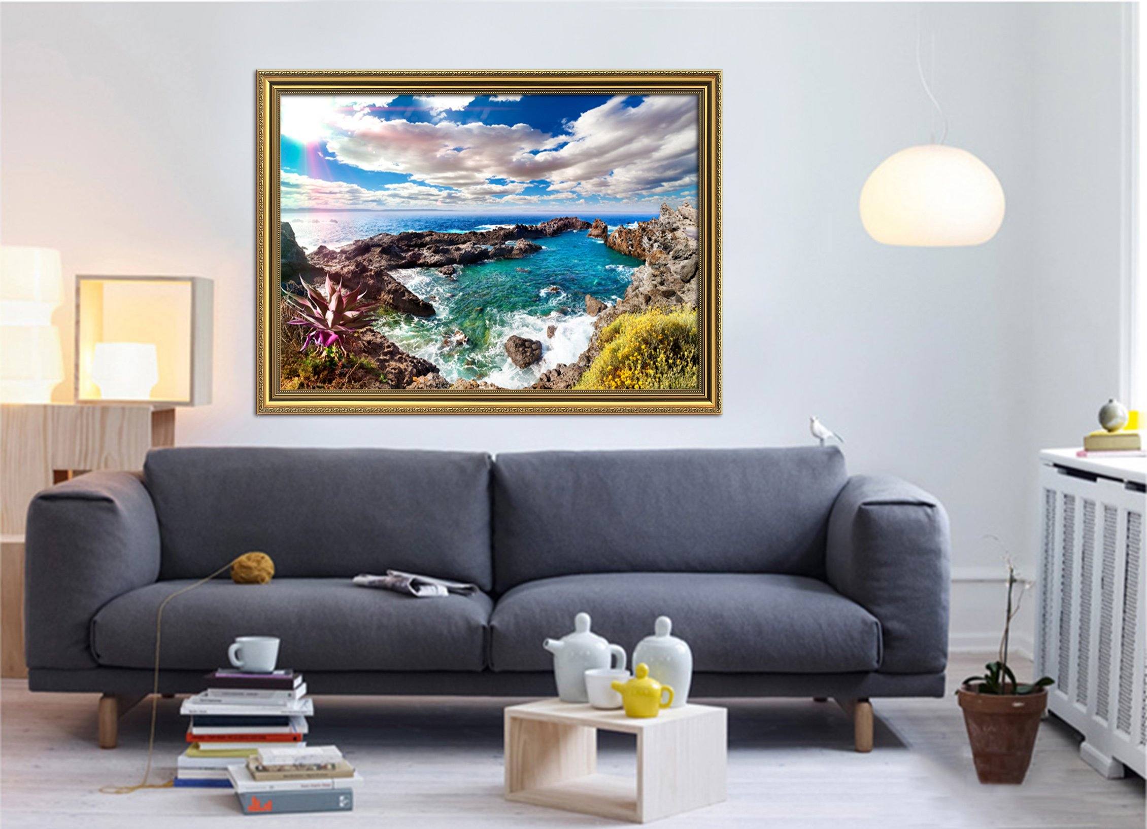 3D Coast Flowers 181 Fake Framed Print Painting Wallpaper AJ Creativity Home