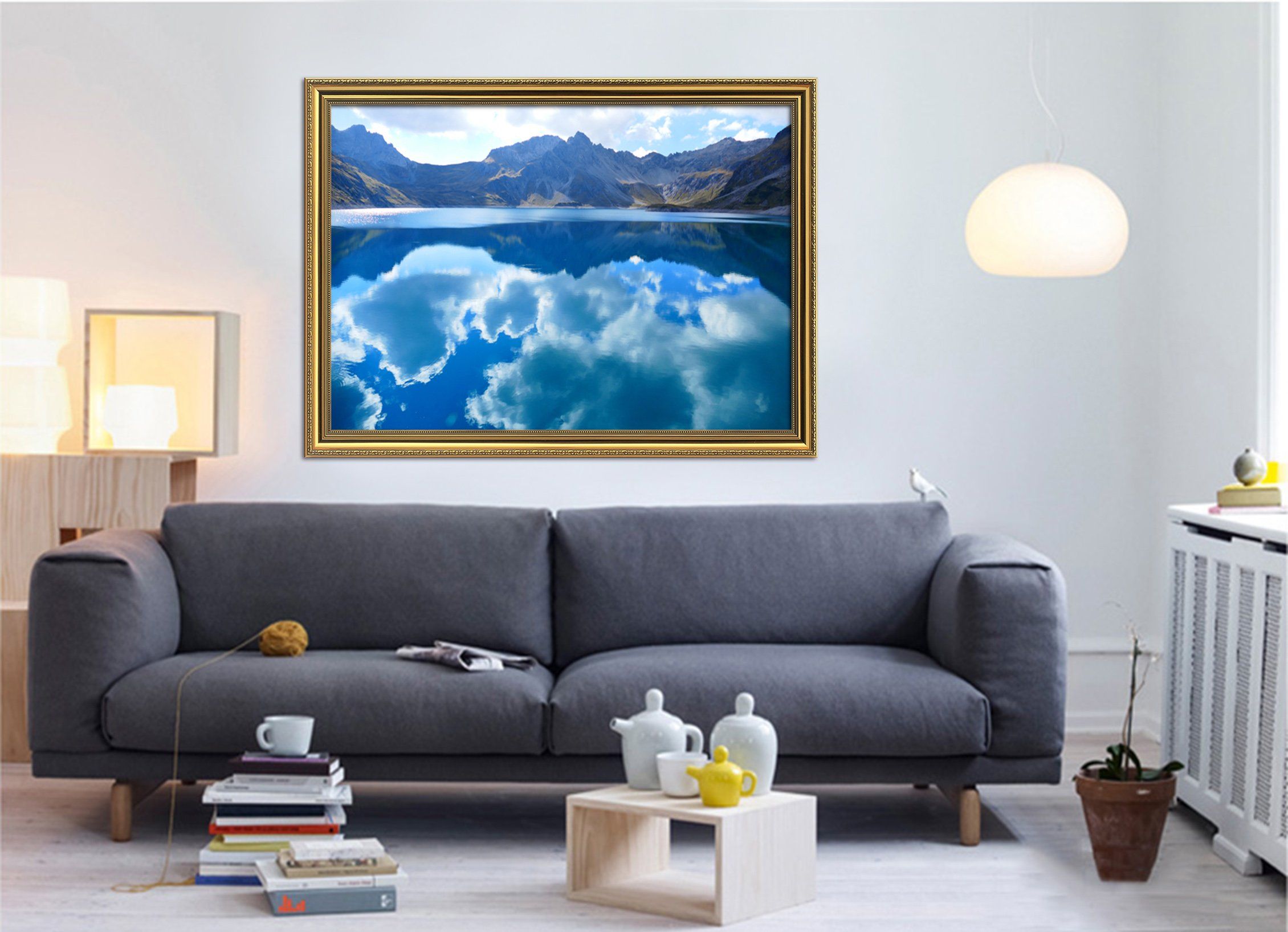 3D Lake Cloud 163 Fake Framed Print Painting Wallpaper AJ Creativity Home