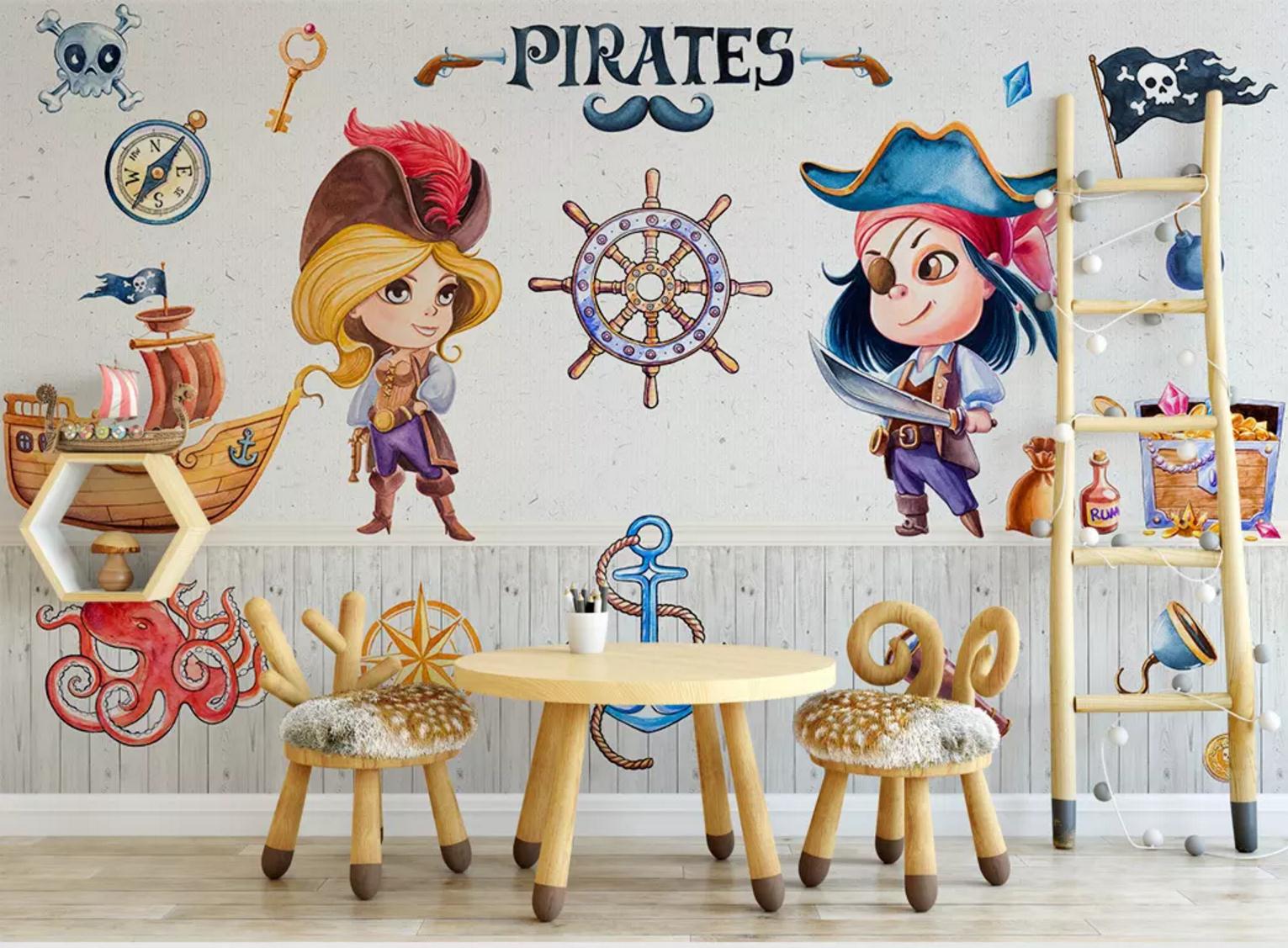 3D Ship Pirate WC501 Wall Murals