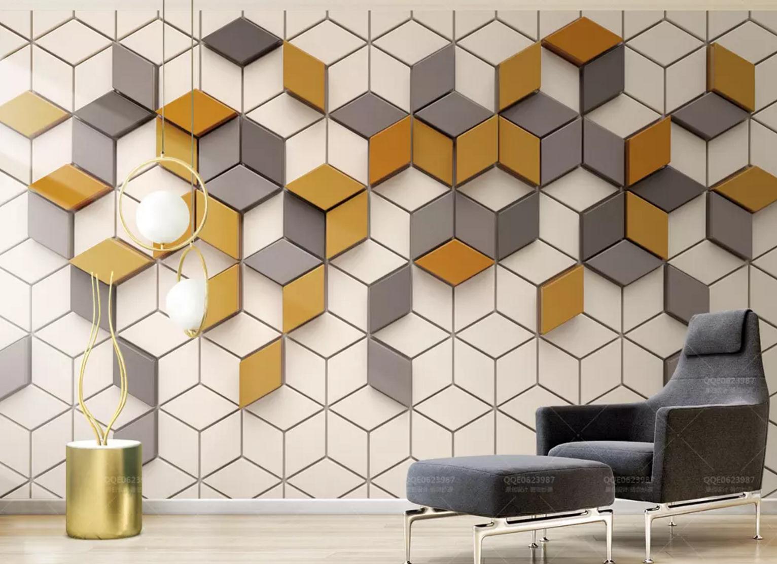 3D Yellow Square WC589 Wall Murals