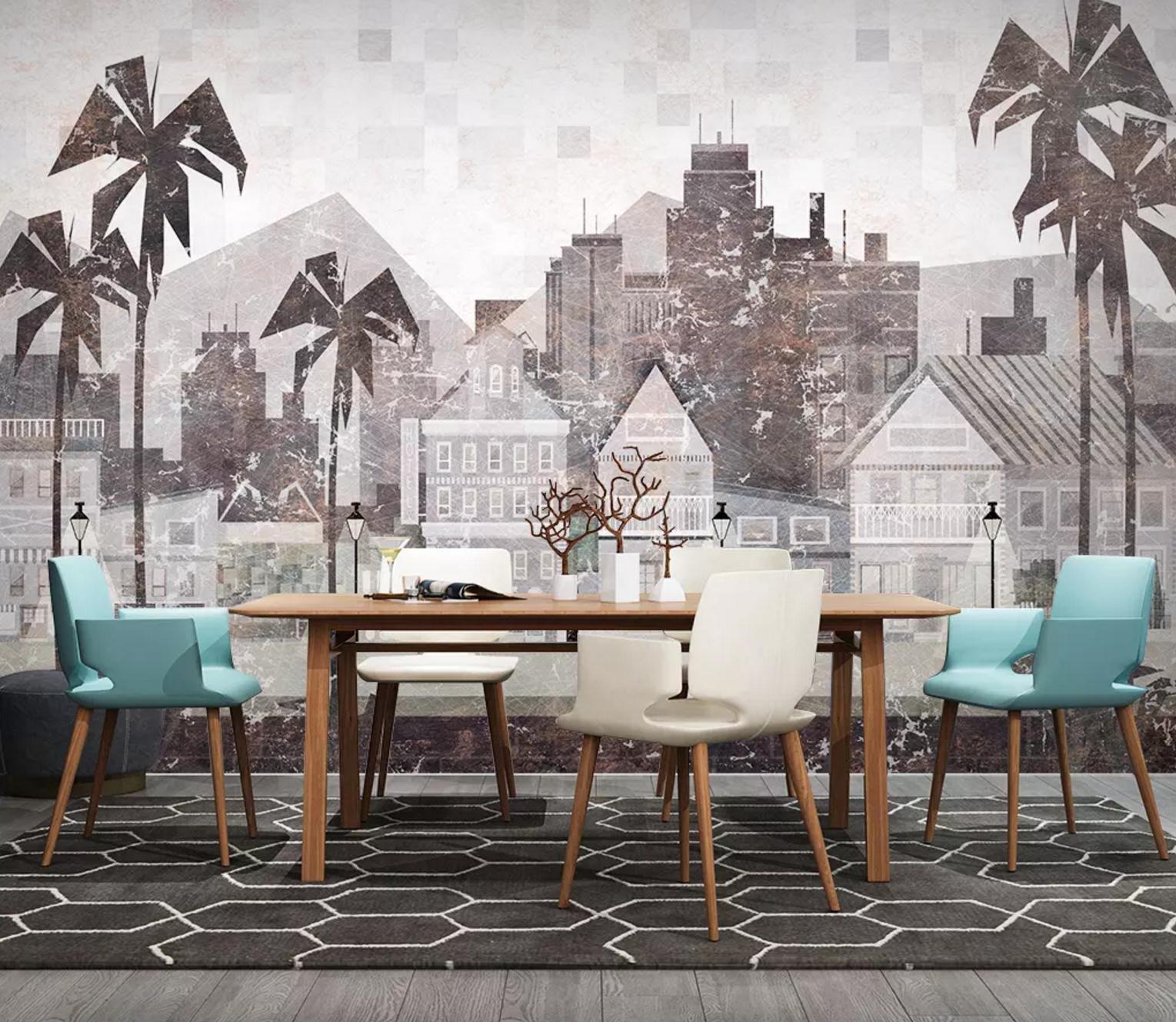 3D Small Town Coconut Tree 424 Wallpaper AJ Wallpaper