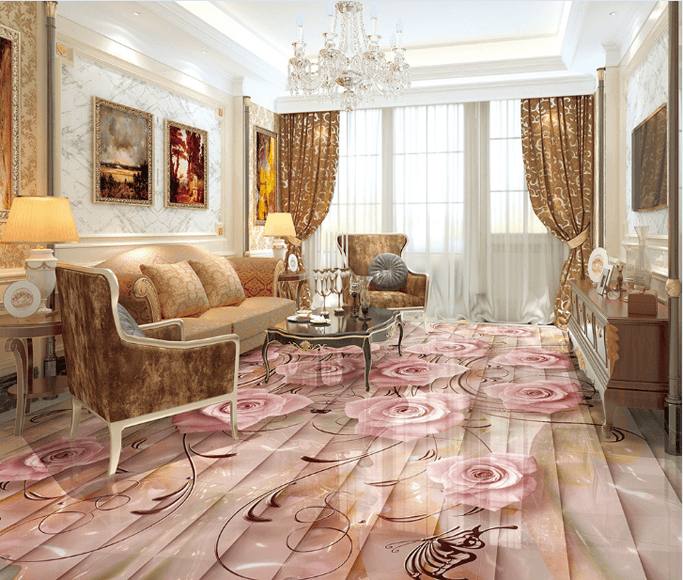 3D Elegant Blossoms Floor Mural Wallpaper AJ Wallpaper 2